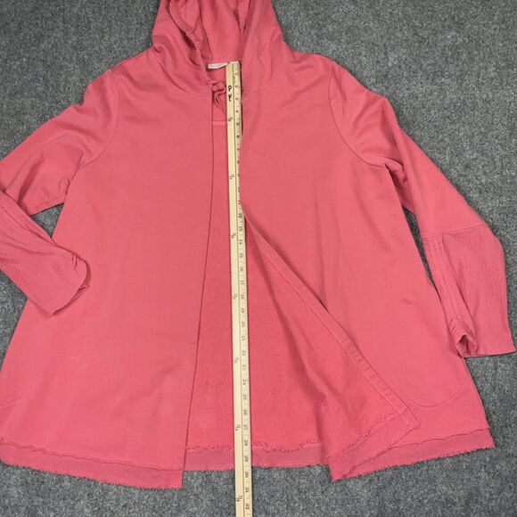 LOGO  Lori Goldstein Jacket Womens Size XL Pink Terry Pockets Open Front Hooded - Picture 5 of 12